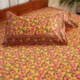 Cotton Double Bedsheet Yellow Lily Bel Print (4709469421667)