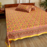 Cotton Double Bedsheet Yellow Lily Bel Print 1 (4709469421667)