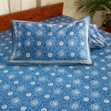 Cotton Double Bedsheet Light Blue Chakri Print (4709469749347)