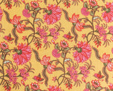 Cotton Queen Size Bedsheet Yellow Pink Floral Jaal Print 1 (6741986377827)
