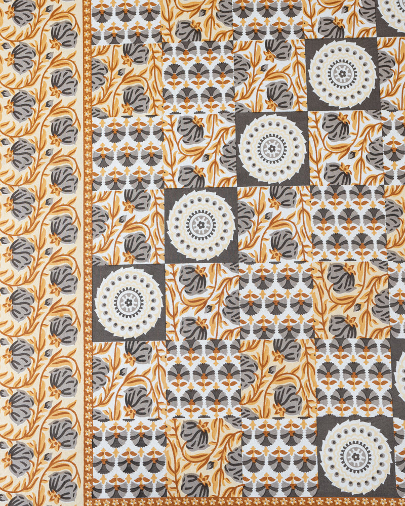 Cotton Double Bedsheet Brown Grey Checks Print 3 (6820984881251)