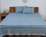 Cotton Queen Size Bedsheet Blue Grey Leheriya Print 3 (6741986508899)