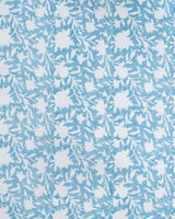 Fine Cotton King Size Bedsheet Blue White Floral Jaal Block Print 2 (6784199458915)