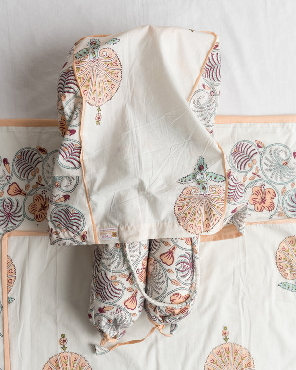 Baby Bedding Set 4 Pc Peach Morpankh Block Print 1 (6742000500835)
