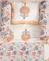 Cotton Baby Bedding Set Peach Green Floral Jaal Block Print 1 (6790495699043)
