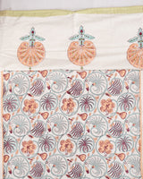Cotton Baby Bedding Set Peach Green Floral Jaal Block Print (6790495699043)