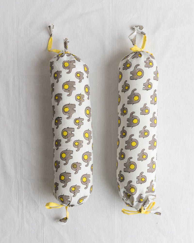 Baby Bedding Set 4 Pc Grey Yellow Baby Elephant Block Print 3 (6742000533603)