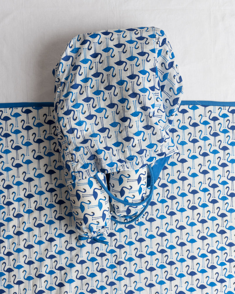 Baby Bedding Set 4 Pc Blue Flamingoes Print 5 (6742000697443)