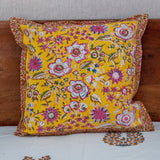 Cotton Cushion Cover Reversible Yellow Pink Floral Jaal Block Print 1 (6708806844515)