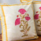 Cotton Cushion Cover Reversible Pink Brown Floral Boota Block Print 1 (6708806942819)