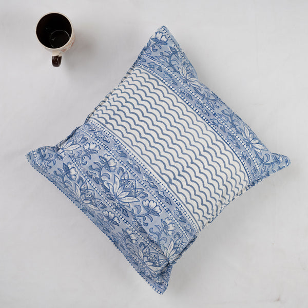 Cotton Cushion Cover Blue Jaal Block Print 1 (6796037455971)