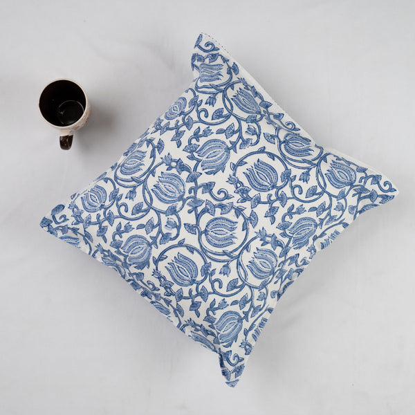Cotton Cushion Cover Blue Jaal Block Print (6796037455971)
