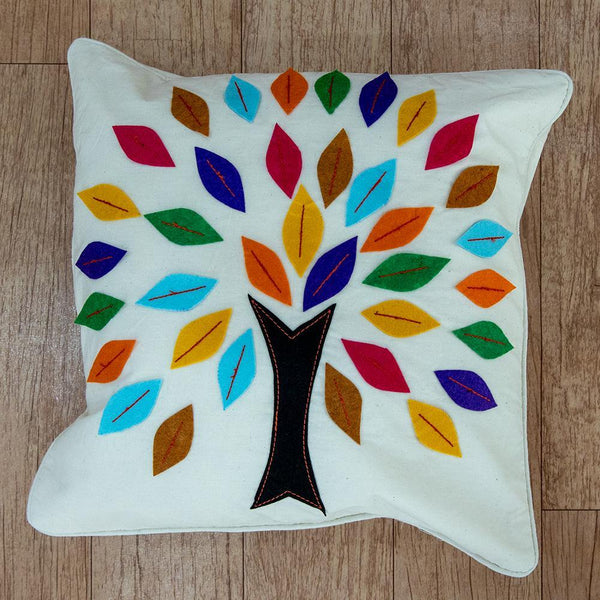 Khadi Cotton Cushion Cover Multicolor Tree Patchwork 16 x 16 inch 1 (6612259930211)