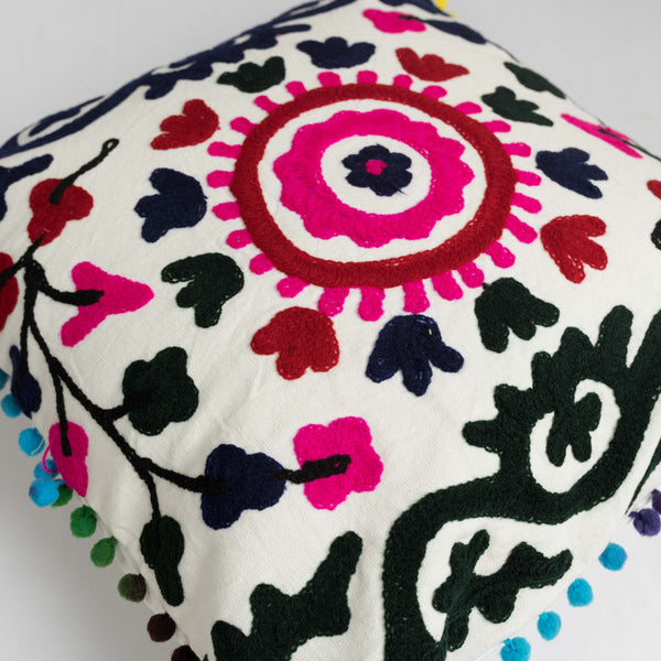 Canvas Emboridered Mandala Cushion Cover White 16 x 16 Inch 1 (6754819833955)
