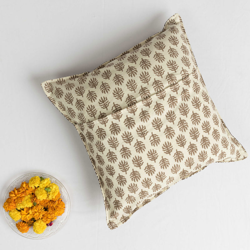 Cotton Cushion Cover Brown Geometric Print 16 x 16 Inch 2 (6754820227171)
