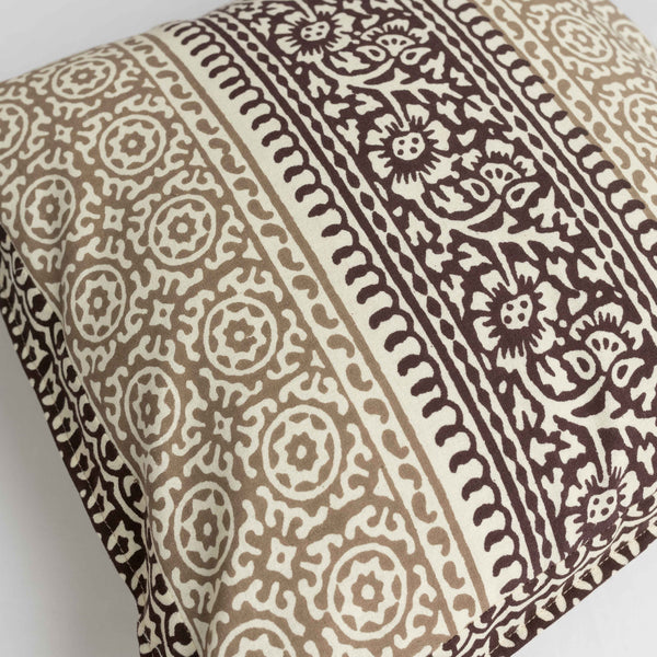 Cotton Cushion Cover Brown Geometric Print 16 x 16 Inch 1 (6754820227171)