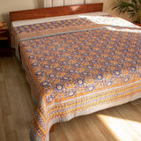 Cotton Double Bed Comforter Bed Cover Grey Chakri Print 2 (4723290964067)