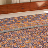 Cotton Double Bed Comforter Bed Cover Grey Chakri Print 1 (4723290964067)