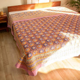 Cotton Double Bed Comforter Bed Cover Lavender Chakri Print 2 (4723290996835)