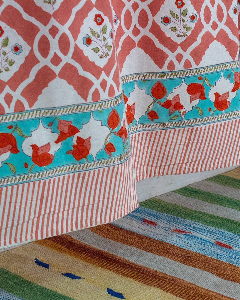 Cotton Curtain Peach Mughal Jaali Block Print2 (4776661549155)