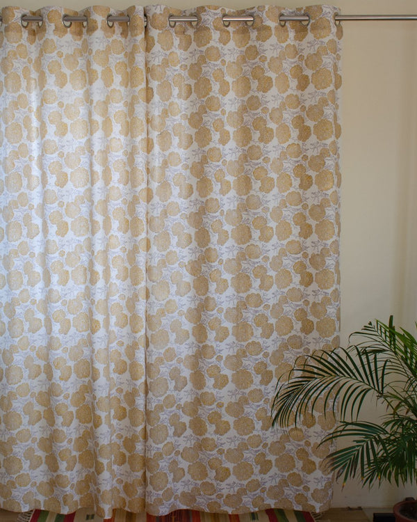 Cotton Curtain Yellow Marigold Jaal Block Print (4776661450851)