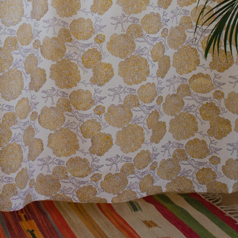 Cotton Curtain Yellow Marigold Jaal Block Print (4776661450851)