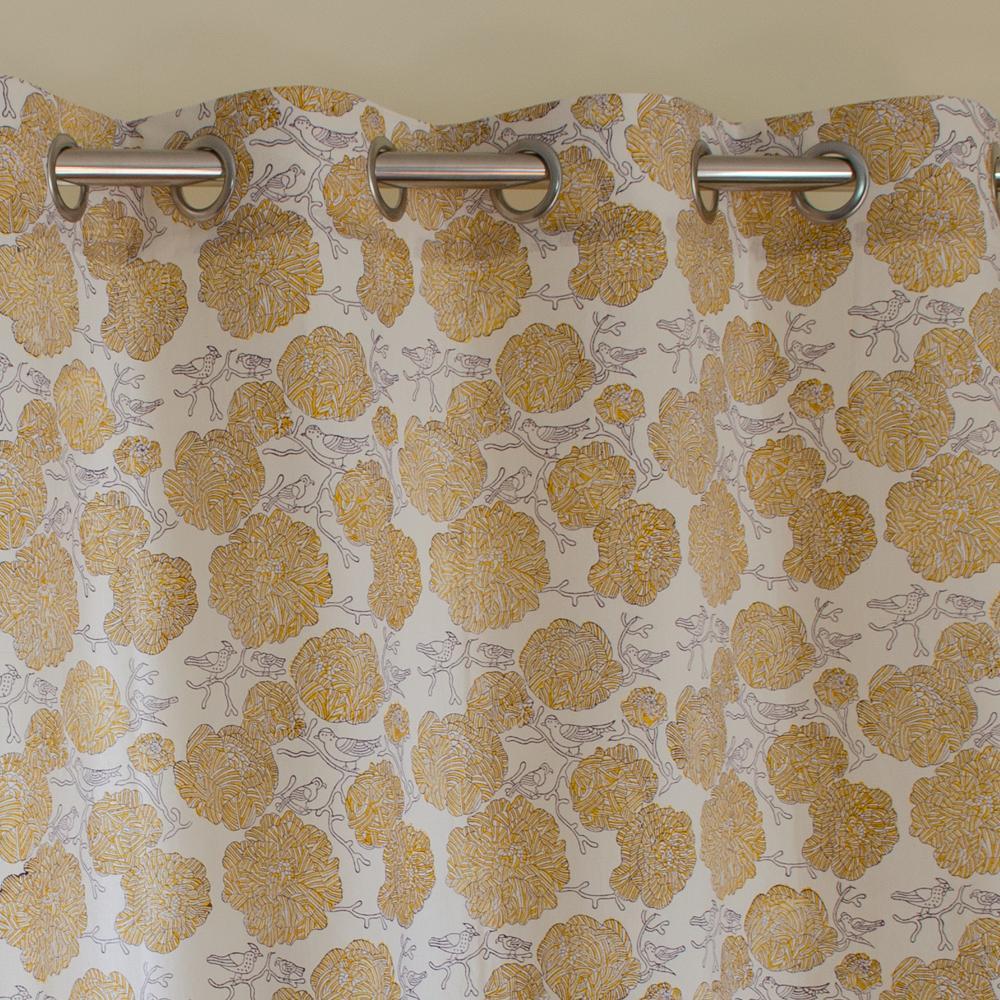 Cotton Curtain Yellow Marigold Jaal Block Print (4776661450851)