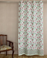 Cotton Curtain Green Pink Floral Jaal Block Print (6571146707043)