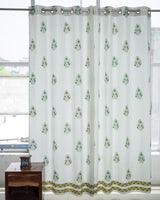 Cotton Curtain Green Boota Block Print 2 (6790432096355)
