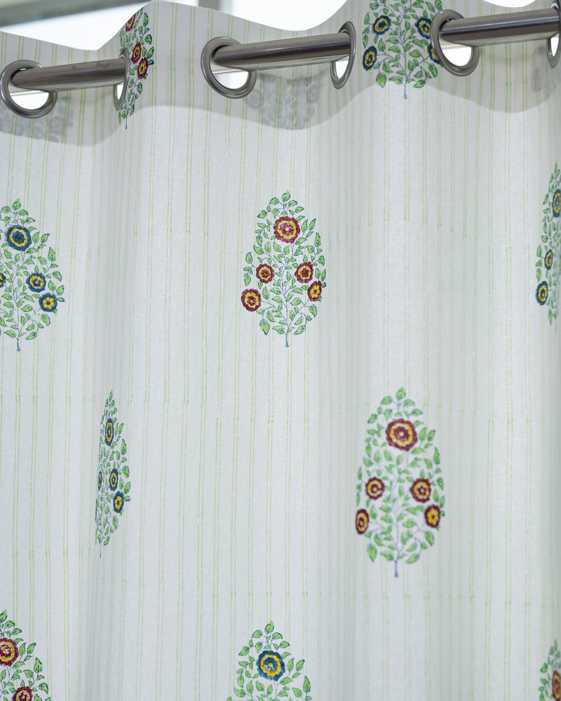 Cotton Curtain Green Boota Block Print (6790432096355)