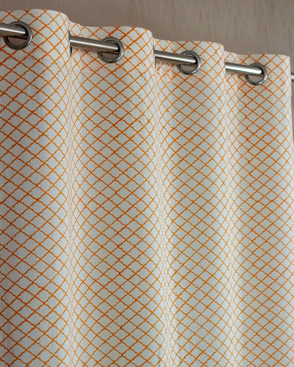 Cotton Curtain Orange Jaali Block Print (6639023063139)