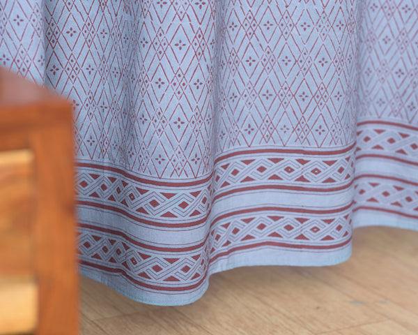 Cotton Curtain Earthy Grey Red Geometric Block Print 2 (6708835614819)