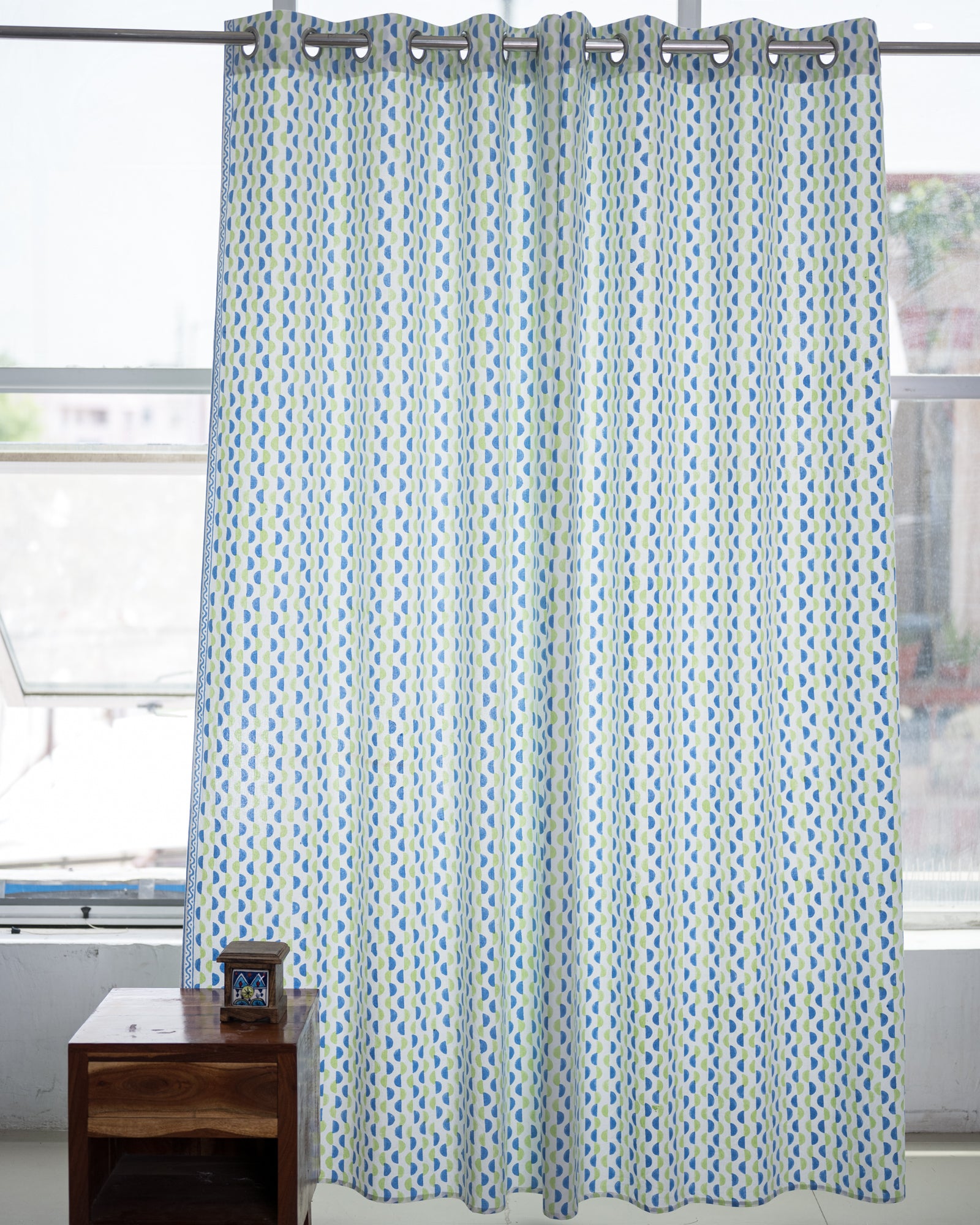 Cotton Curtain Blue Green Bel Block Print 2 (6790432161891)