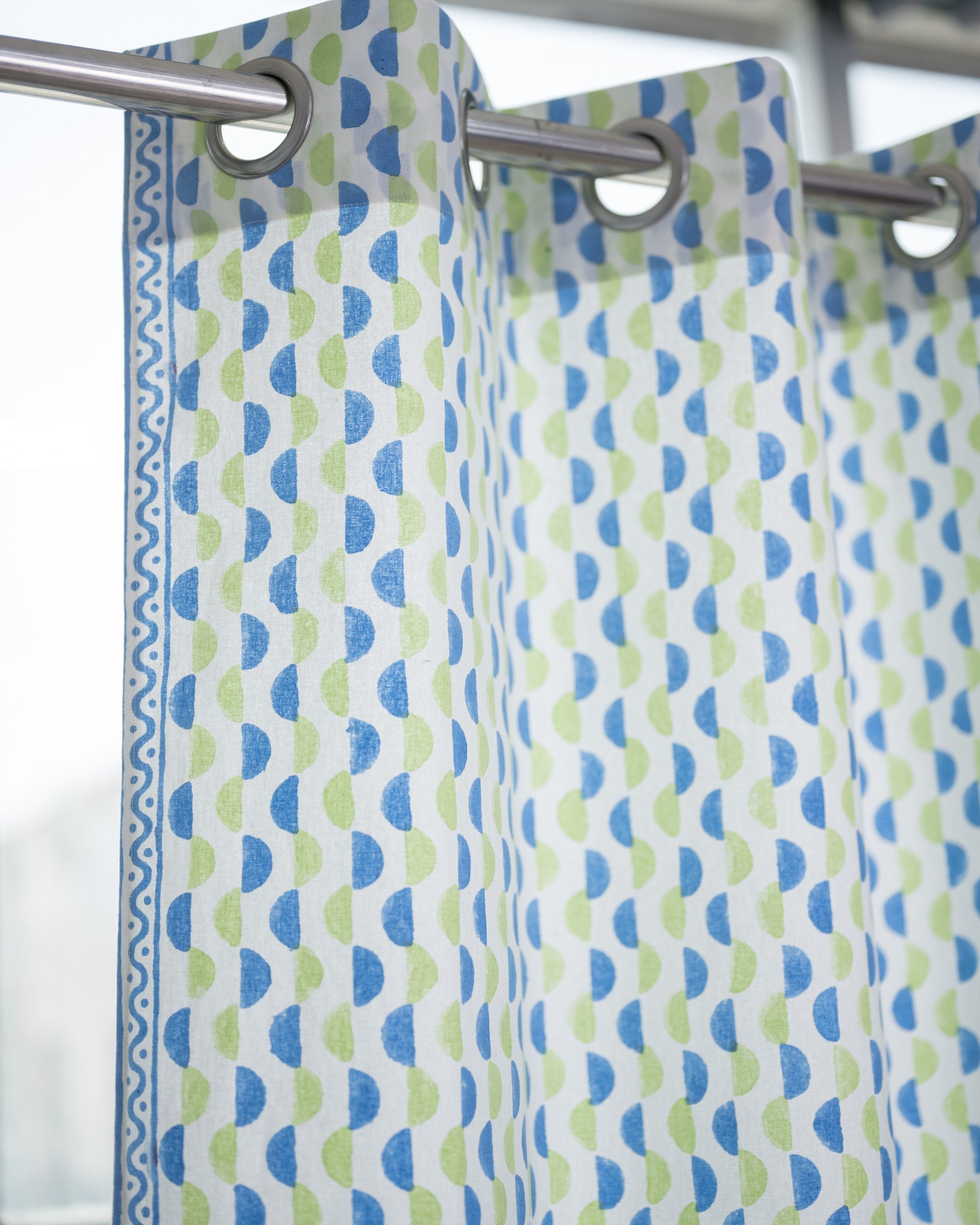 Cotton Curtain Blue Green Bel Block Print (6790432161891)
