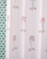 Cotton Slub Curtain Pink Green Palm Block Print 2 (6742414917731)