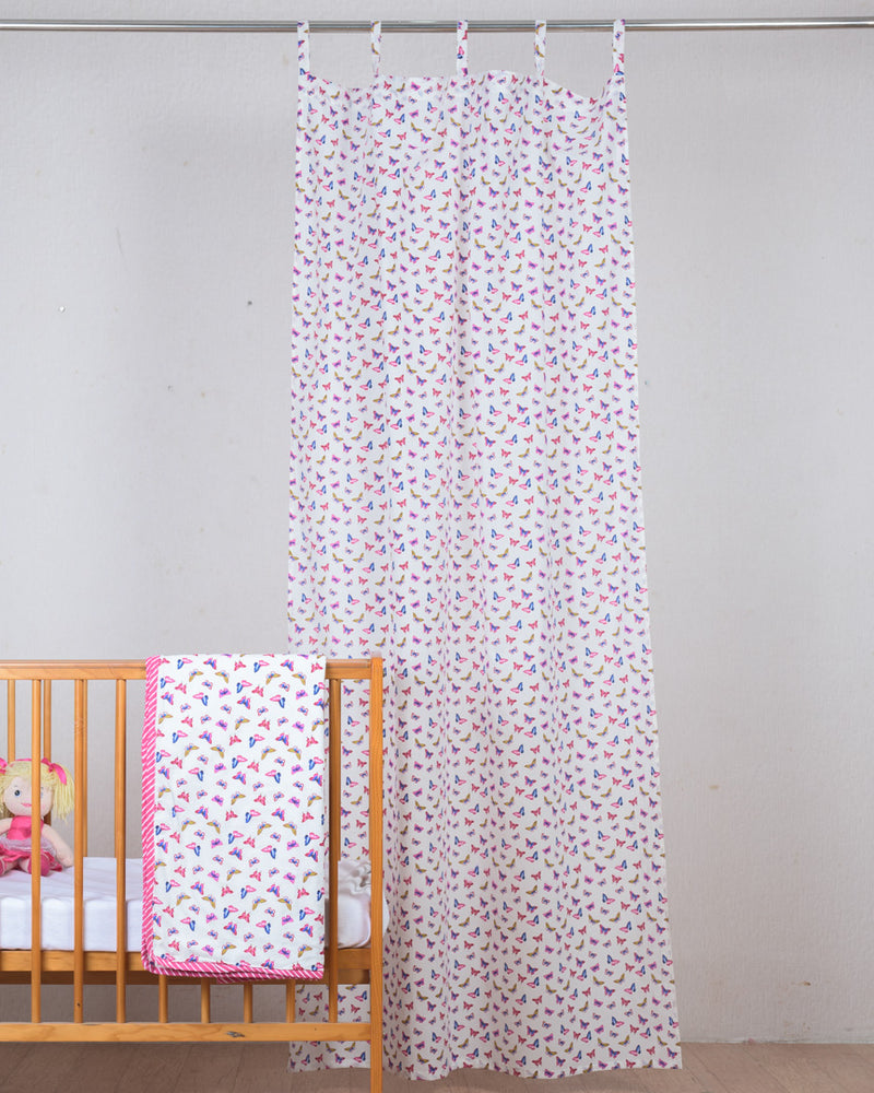 Cotton Door Curtain Blue Pink Butterfly Print 1 (6708835713123)