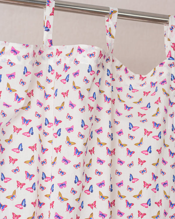 Cotton Door Curtain Blue Pink Butterfly Print (6708835713123)