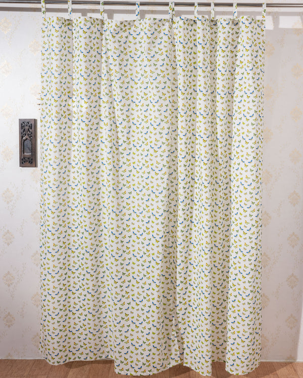 Cotton Curtain Blue Green Butterflies Print 1 (6742416621667)