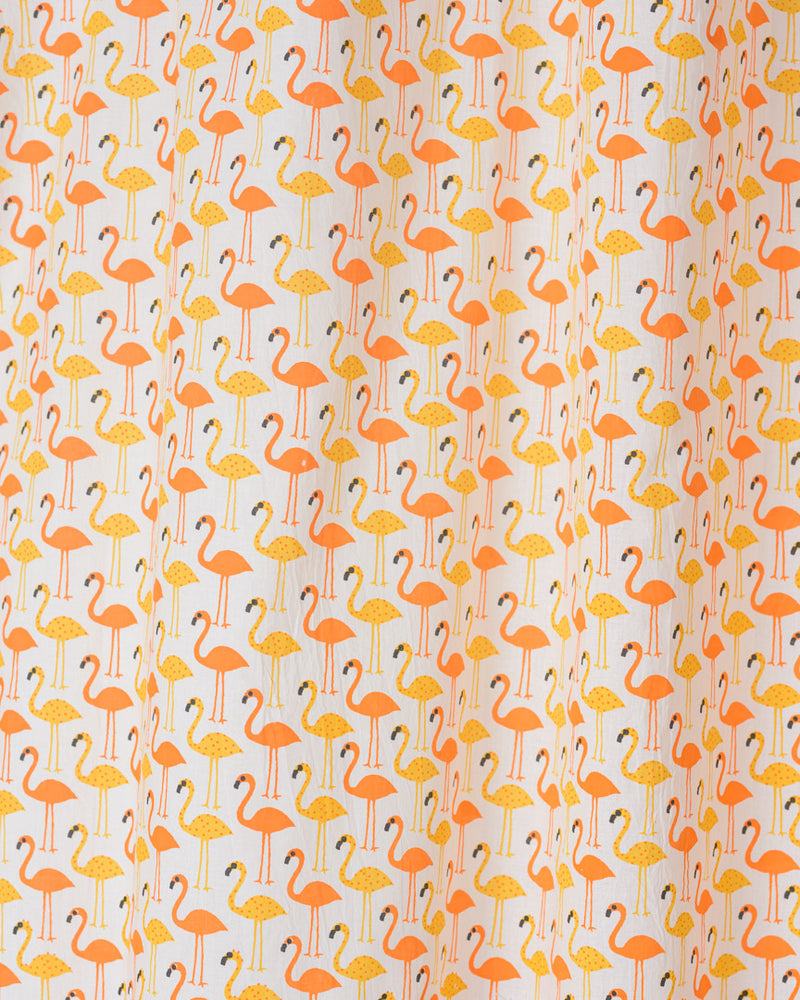 Cotton Door Curtain Orange Yellow Flamingo Print 1 (6708835745891)