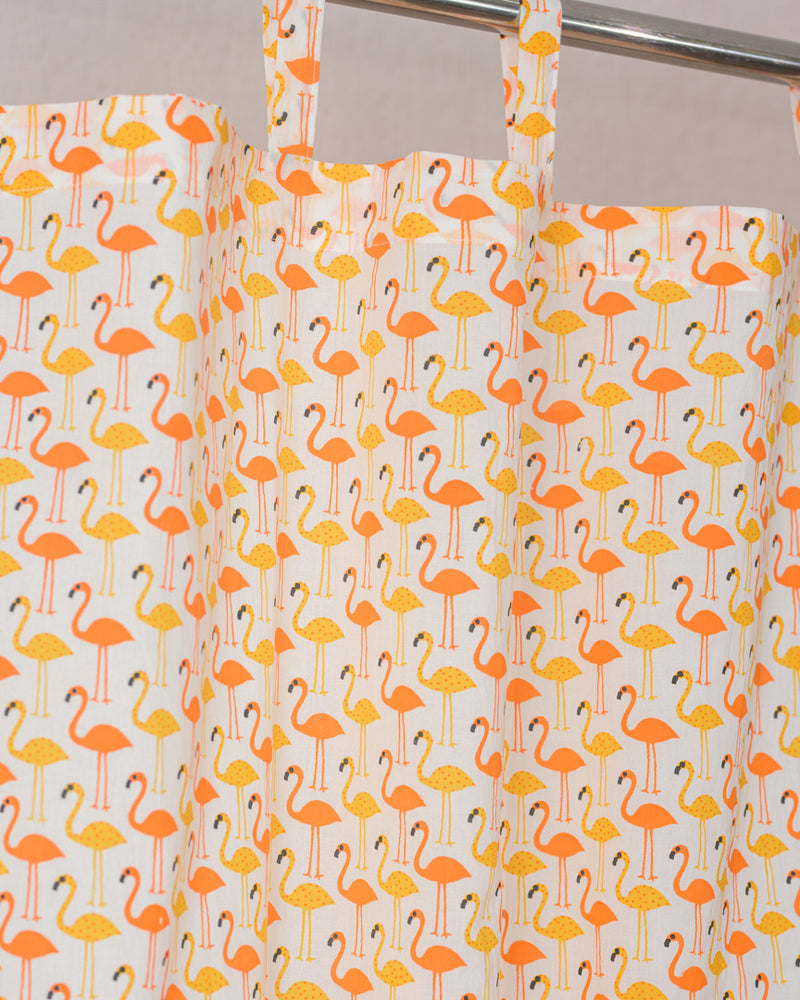 Cotton Door Curtain Orange Yellow Flamingo Print (6708835745891)