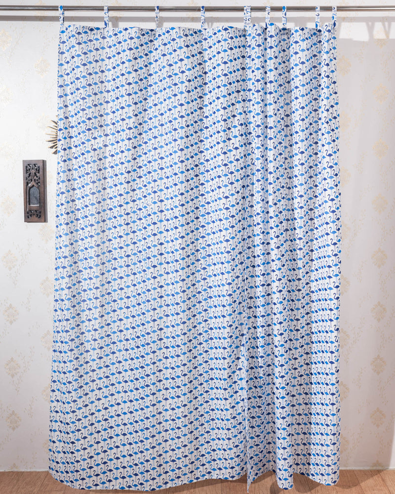 Cotton Curtain Blue Flamingoes Print 2 (6742416654435)