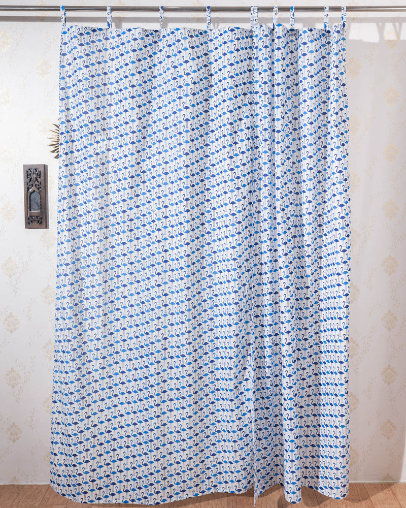 Cotton Curtain Blue Flamingoes Print 2 (6742416654435)
