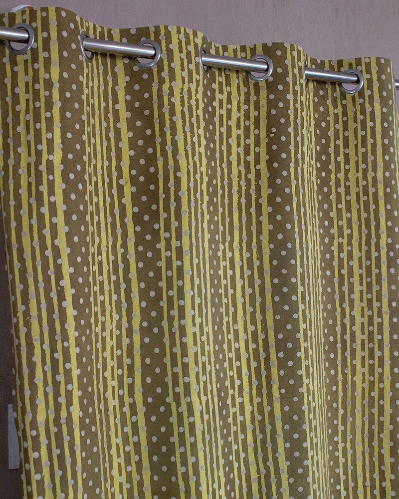 Cotton Curtain Lemon Yellow Geomteric Dabu Print (4776662106211)