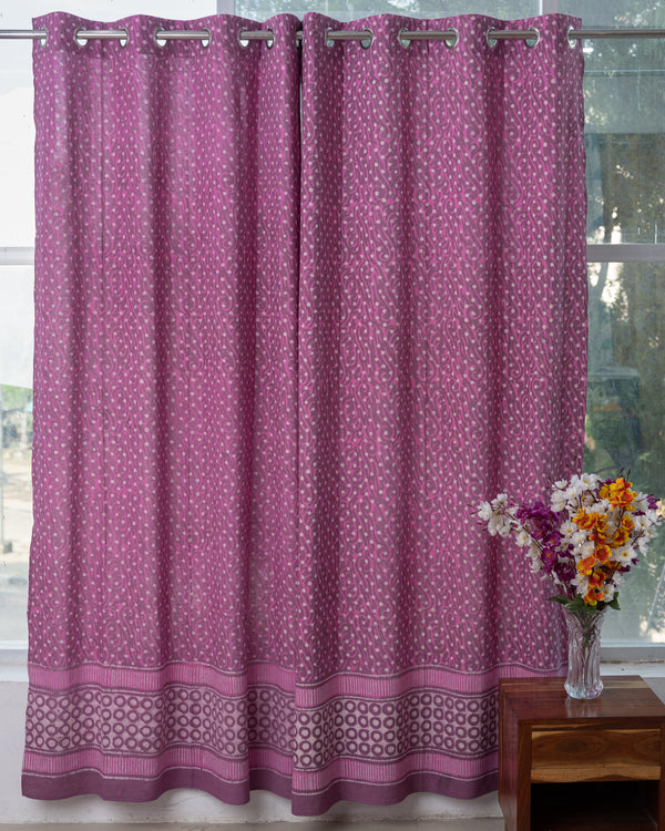 Cotton Curtain Magenta Leaf Dabu Print (4776662597731)