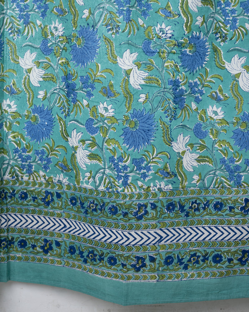 Cotton Curtain Sea Green Blue Floral Jaal Block Print 3 (6708835516515)