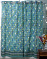 Cotton Curtain Sea Green Blue Floral Jaal Block Print (6708835516515)