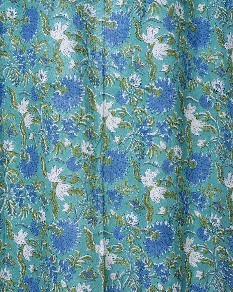 Cotton Curtain Sea Green Blue Floral Jaal Block Print 2 (6708835516515)