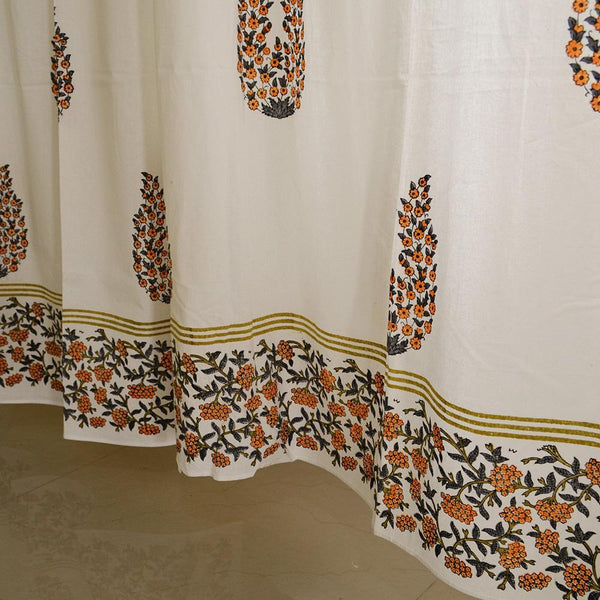 Cotton Curtain Kesari Grey Floral Boota Block Print 1 (4776660992099)