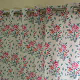 Cotton Curtain Pink Green Rose Boota Block Print 2 (4776661090403)