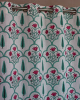 Cotton Curtain Pink Green Mughal Jaali Block Print 2 (6651608268899)